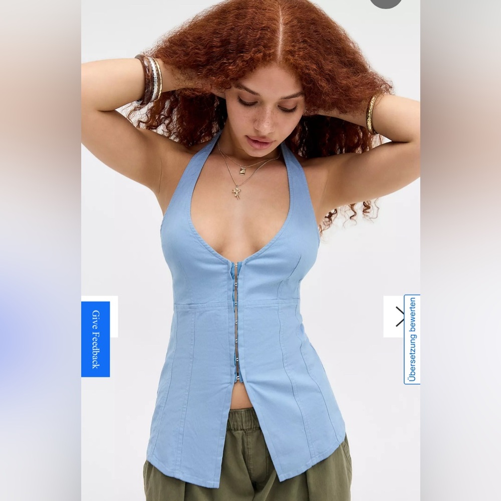 Urban Outfitters UO Sari Linen-Blend Halter Top |S NWT